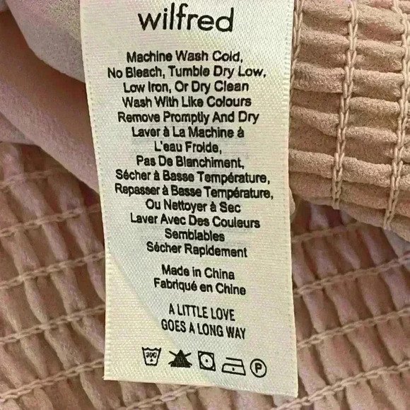 Aritzia Wilfred Reign Rose Quartz Smocked Long Sleeve Cottagecore Flowy Blouse L - Picture 8 of 9